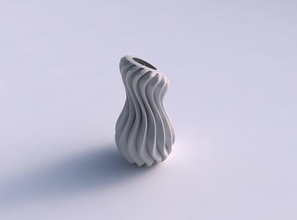 vase slim wavy squeezed mid extruded lines streched corner house decor 3d print model - Mito3D