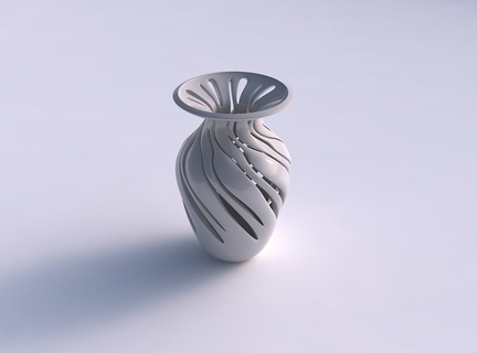 Vase schlank breit glatt schneidet verdrehte gedrückt Haus Dekor 3d print model - Mito3D