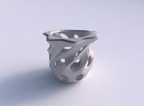 vase kugelförmig 2 glatte Schnitte exzentrisch Haus sphärisch glatt Exzenter Dekor 3d print model - Mito3D