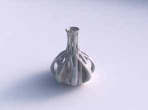 vaso sferico inferiore a collo lungo intreccio di linee affusolate 2 casa il sferica fondo le conico arredamento 3d print model - Mito3D