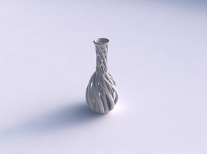 vase spherical bottom long neck intertwining lines twisted tapered house decor 3d print model - Mito3D