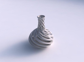 vase spherical bottom long neck intertwining lines very twisted tapered 2 house decor 3d print model - Mito3D
