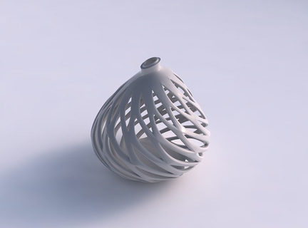 Vase kugelförmig komprimiert glatt abgeschrägt schneidet extrudiert gedehnt Ecke Haus Dekor 3d print model - Mito3D