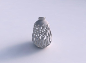 vase kugelförmig komprimiert glatt abgeschrägt schneidet extrudiert exzenter haus dekor 3d print model - Mito3D
