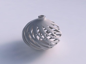 vase spherical compressed smooth beveled cuts extruded top twisted squeezed house decor 3d print model - Mito3D
