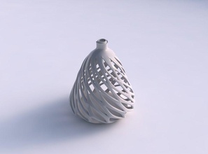 vase spherical compressed smooth beveled cuts extruded top twisted streched house decor 3d print model - Mito3D