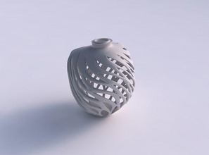 vase spherical compressed smooth beveled cuts extruded top wavy house decor 3d print model - Mito3D