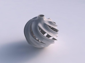 vase sphérique comprimé lisse coupes extrudé cou tordu pressé maison décor 3d print model - Mito3D