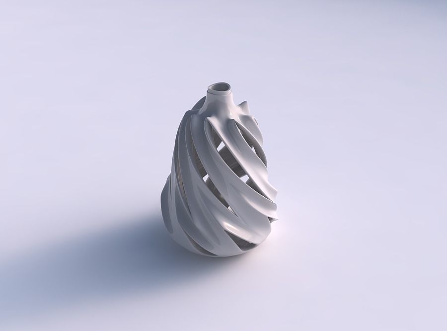 florero esférico comprimido suave cortes extruido cuello retorcido estirado casa decoración 3D print model - Mito3D