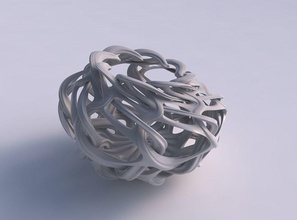 vaso sferico interlacciamento reticolo impresso linee spremuto allungate angolo in alto a sinistra casa il sferica l'interlacciamento le top arredamento 3d print model - Mito3D
