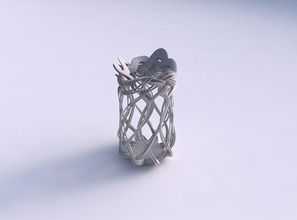 vase spherical interlacing lattice streched wavy top house decor 3d print model - Mito3D