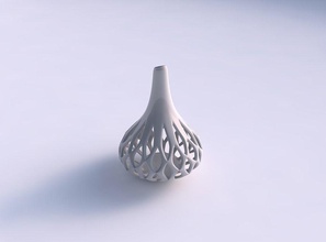 vase kugelförmig mit langem Hals glatt abgeschrägten Schnitte extrudierte top long Haus sphärisch lange abgeschrägt extrudiert Dekor 3d print model - Mito3D