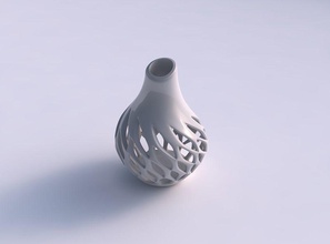 vaso esférico longo pescoço suave chanfrado cortes extrudado cafetão up casa decoração 3d print model - Mito3D