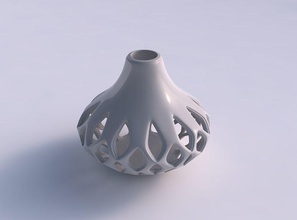 vase spherical long neck smooth beveled cuts extruded top squeezed house decor 3d print model - Mito3D