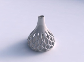 vase spherical long neck smooth beveled cuts extruded streched house decor 3d print model - Mito3D