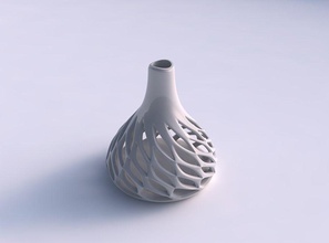 vase spherical long neck smooth beveled cuts extruded twisted streched house decor 3d print model - Mito3D