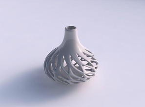 vase spherical long neck smooth beveled cuts extruded top wide middle house decor 3d print model - Mito3D