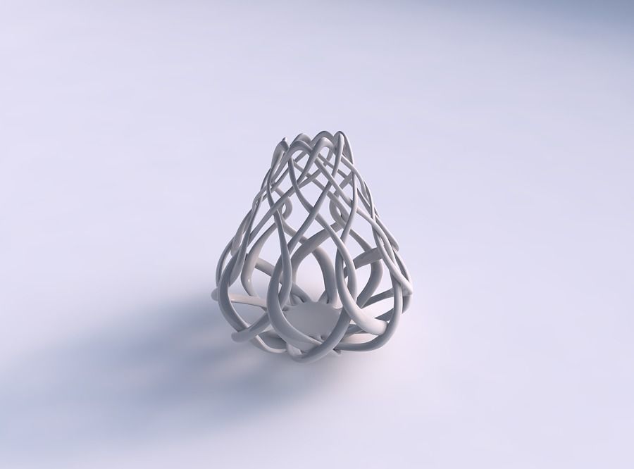 vase kugelförmig einfach interlacing-Gitter, lange Spitze Haus sphärisch interlacing Gitter top Dekor 3D print model - Mito3D
