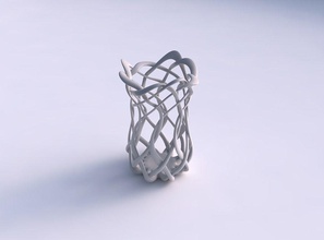 vase sphérique simple entrelacement treillis étendu ondulé haut maison l'entrelacement tendus décor 3d print model - Mito3D