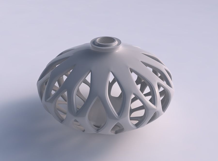 vase kugelförmig glatt abgeschrägten Schnitte extrudierte oben drückte Haus sphärisch abgeschrägt extrudiert top gepresste Dekor 3D print model - Mito3D