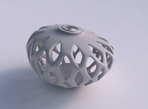 vaso esférico lisas chanfradas cortes extrudados superior espremido streched canto a casa esférica suave chanfrado topo decoração 3d print model - Mito3D