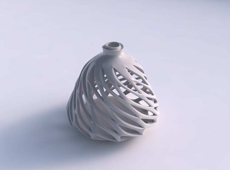 vazo küresel pürüzsüz kesik üst bükülmüş gerilmiş çekilmiş ev eğimli keser dekor 3D print model - Mito3D