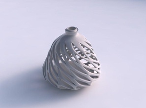 vase kugelförmig glatt abgeschrägten Schnitte extrudierte oben verdreht, gestreckt Haus sphärisch abgeschrägt extrudiert top twisted Dekor 3d print model - Mito3D