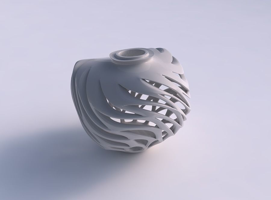 vase spherical smooth beveled cuts extruded top wavy house decor 3D print model - Mito3D