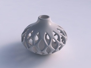 vase kugelförmig glatt abgeschrägten Schnitte, hoher Hals drückte Haus sphärisch abgeschrägt Schnitte hoch gepresste Dekor 3d print model - Mito3D