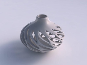 vase spherical smooth beveled cuts high neck twisted squeezed house decor 3d print model - Mito3D