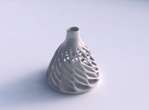 vase kugelförmig glatt abgeschrägten Schnitte, hoher Hals verdreht, gestreckt oben Haus sphärisch abgeschrägt Schnitte hoch twisted top Dekor 3d print model - Mito3D