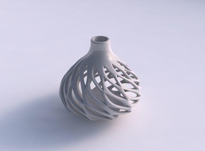 vase spherical smooth beveled cuts high neck wide middle house decor 3d print model - Mito3D