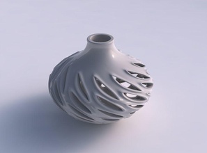 vase kugelförmig glatte Schnitte extrudierten Kanten hohe Hals verdreht, gequetscht Haus sphärisch glatt extrudiert hoch twisted gepresste Dekor 3d print model - Mito3D
