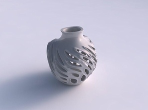 vaso esférico suave cortes extrudado arestas alto pescoço ondulado casa decoração 3d print model - Mito3D