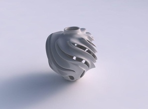 vase kugelförmig glatt schneidet extrudiert hals wellig haus dekor 3d print model - Mito3D