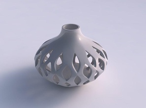 vase kugelförmig glatte Schnitte hohe Hals drückte Haus sphärisch glatt hoch gepresste Dekor 3d print model - Mito3D
