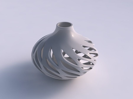 vase spherical smooth cuts high neck twisted squeezed house decor 3d print model - Mito3D