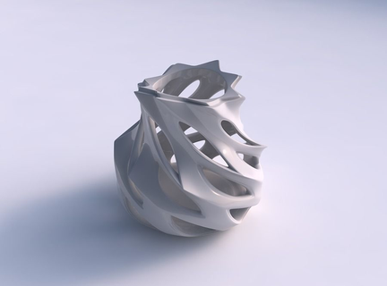 Vase kugelförmig glatt schneidet Spikes Mitte verdrehte gedehnt Haus Dekor 3d print model - Mito3D
