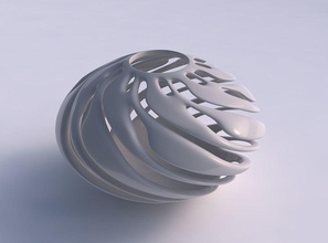 vase kugelförmig glatte Schnitte verdreht, gequetscht Haus sphärisch glatt twisted gepresste Dekor 3d print model - Mito3D