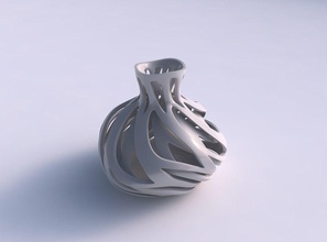 vase spherical squeezed neck inner outer lines twisted tapered 2 wavy house decor 3d print model - Mito3D