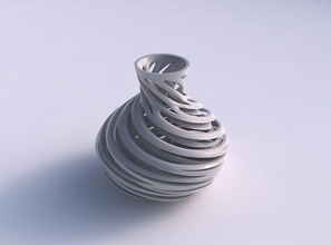 vaso esférico apertou o pescoço interior exterior linhas de muito torcido cônico 2 a casa esférica espremido torcida decoração 3d print model - Mito3D