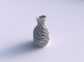 vase spherical squeezed neck inner outer lines very twisted tapered wavy house decor 3d print model - Mito3D