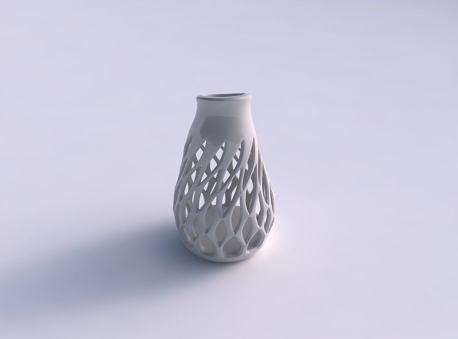 vase kugelförmig gedrückt glatt schneidet extrudiert kanten exzenter haus dekor 3D print model - Mito3D