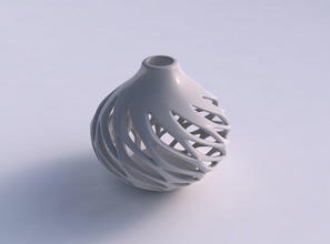 vase kugelförmig zusammengedrückt top glatte Schnitte extrudierten Kanten verdreht, gequetscht Haus sphärisch gepresste glatt extrudiert twisted Dekor 3d print model - Mito3D