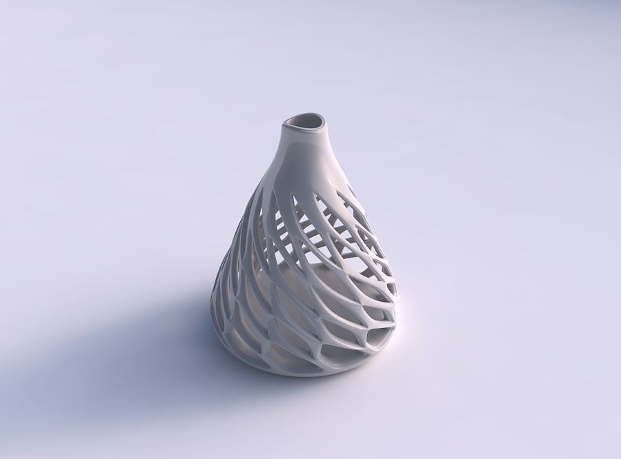 vase sphérique pressé haut lisse coupes extrudé à bords tordus tendus dessus maison les coupures tordu décor 3D print model - Mito3D