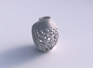 vase spherical squeezed smooth cuts extruded edges wavy house decor 3d print model - Mito3D