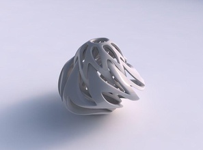 vaso sferico, conico intrecci di linee spesse twisted 2 ondulate casa il sferica intreccio spessore le arredamento 3d print model - Mito3D