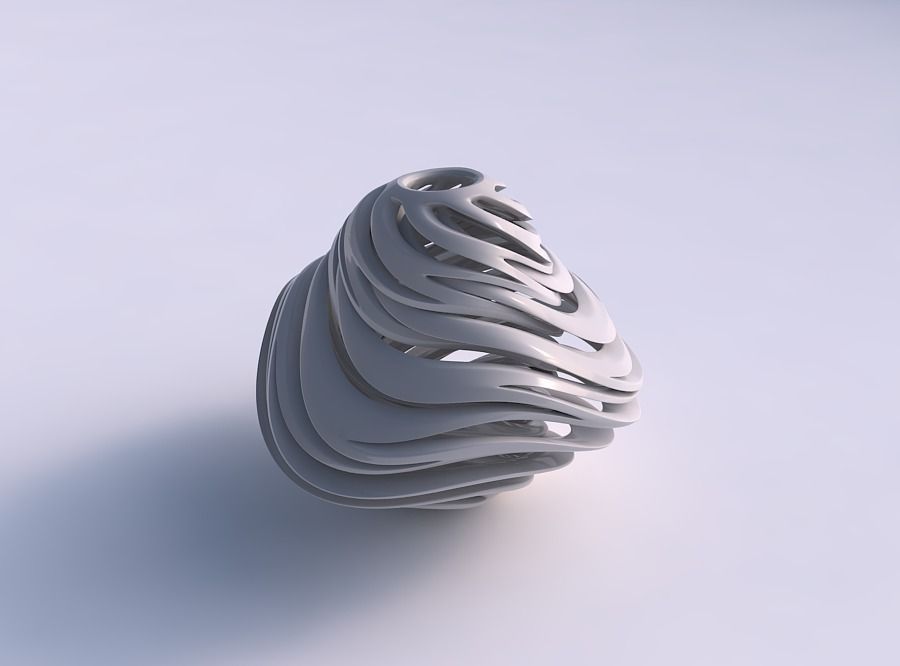 vase spherical tapered intertwining thick lines very twisted 2 wavy house decor 3D print model - Mito3D