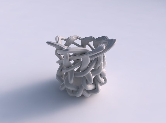 vase sphérique entrelacement treillis extrudé lignes excentrique maison décor 3D print model - Mito3D