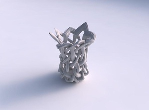 vase sphärisch interlacing gitter extrudiert linien on gedehnt wellig haus dekor 3d print model - Mito3D